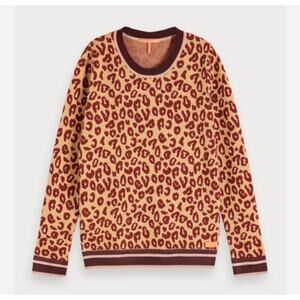 Scotch & Soda Leopard Print Sweater - Brown and Tan